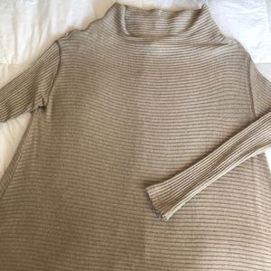Free People Split Back Ribbed Mock Neck Sweater